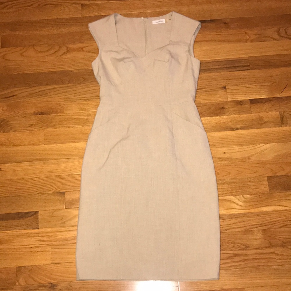 Tan Calvin Klein Midi Dress